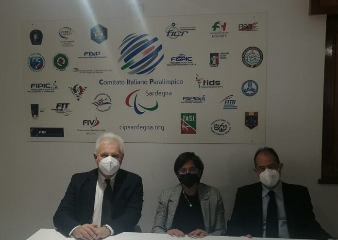 da sx Paolo Azzi, Cristina Sanna e Gianmarco Tavolacci nella sede regionale del CIP Sardegna