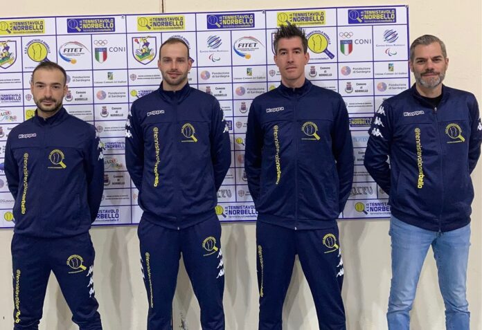 a dx il presidente Simone Carrucciu con Vellucci, Carvalho e Mendes