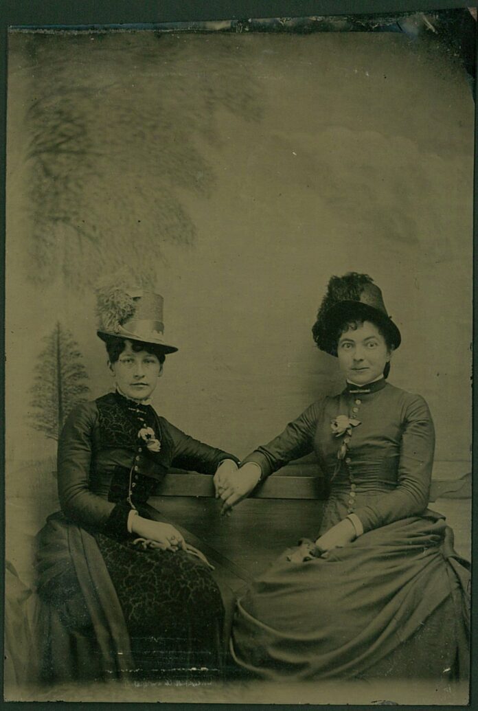 Portrait of two women in victorian clothing, circa 1890s