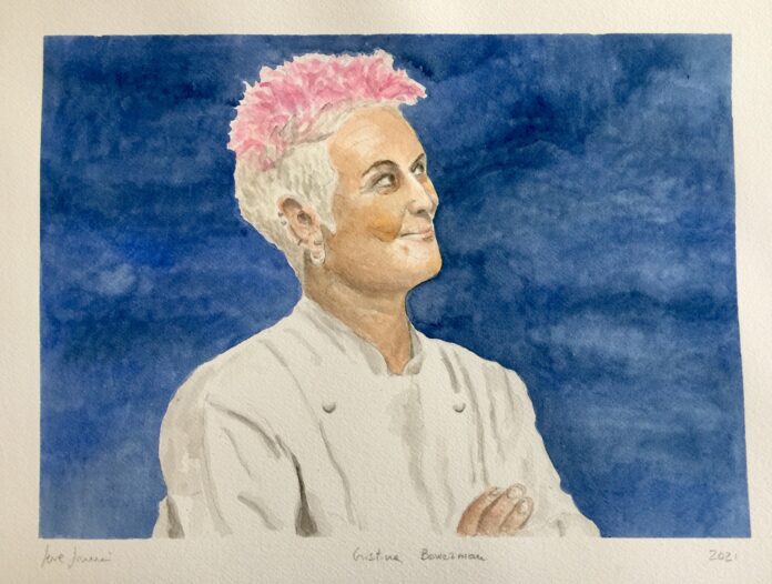 ritratto Cristina Bowerman_acquerello di Severino Salvemini