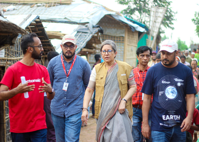 ActionAid Bangladesh staff visit areas impacted by Cyclone Mocha, Farah Kabir country director, meets people affected by the cyclone.