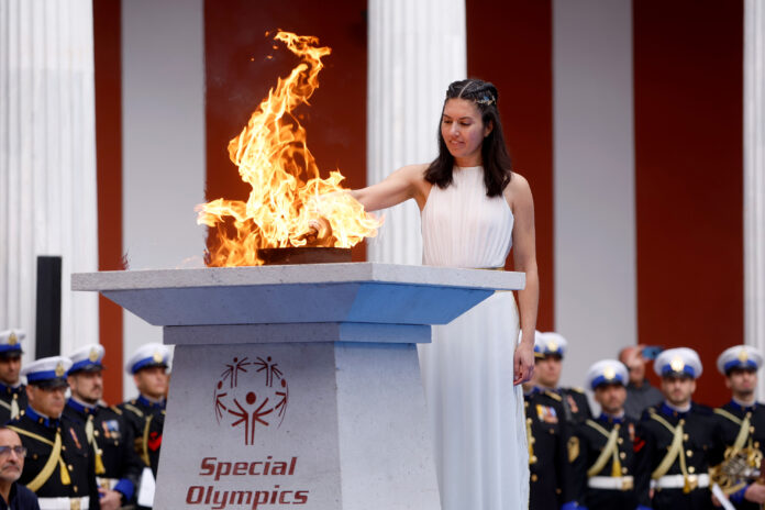 SOWWG TURIN 2025torch run - Athens Lightining of the flame-Winter World Games Turin 2025