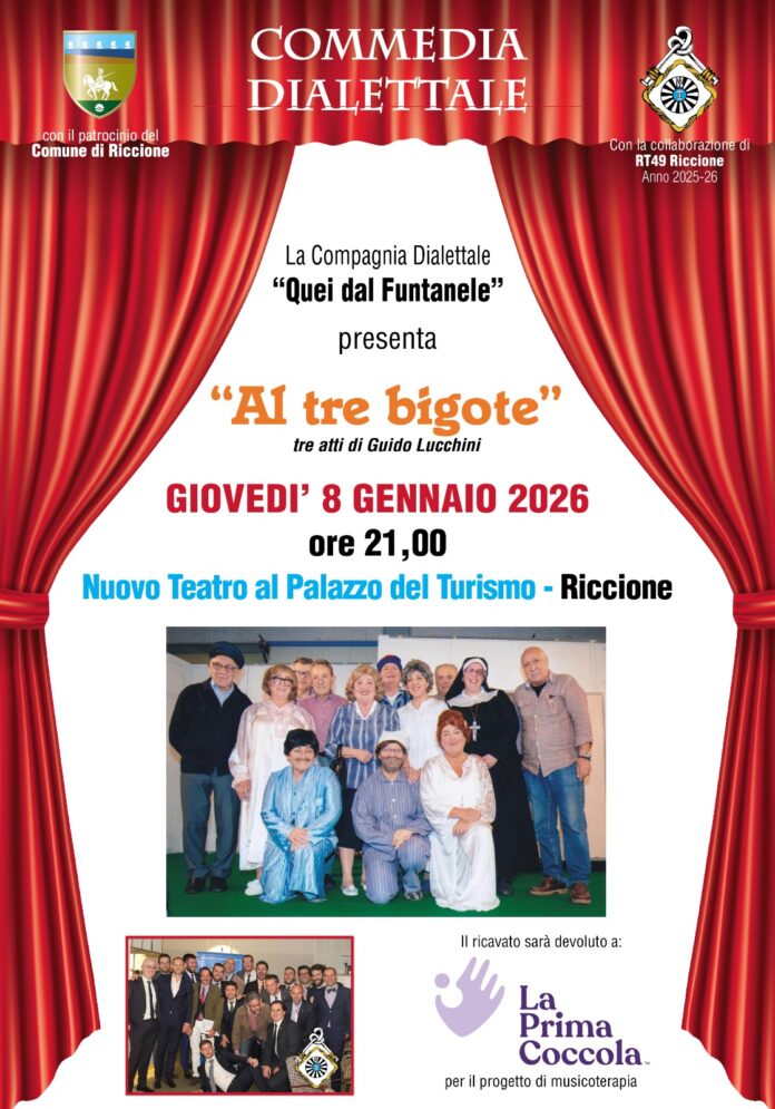 Al tre bigote locandina della commedia dialettale 8 gennaio 2026