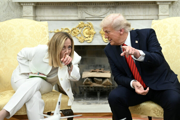 US President Donald Trump meets Italian Prime Minister Giorgia Meloni